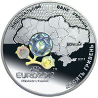 UEFA Euro 2012TM Final Tournament. City of Donetsk - silver, 10 uah (2011)